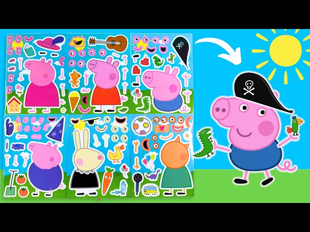 PEPPA Pig Tales! DIY Make a Face Stickers Activity with Peppa, George Pig, Rebecca Rabbit