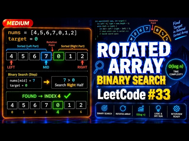 LeetCode #33 Search in Rotated Sorted Array | Java Binary Search