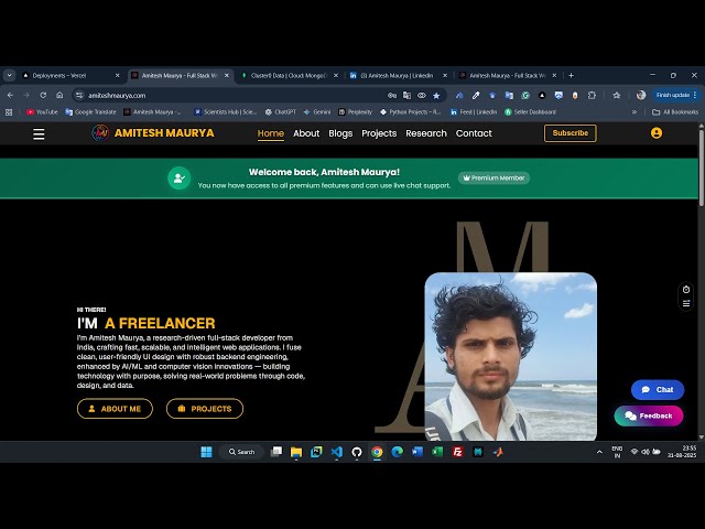 Modern Web Developer Portfolio | Full-Stack Projects + Skills | React.js | Next.js