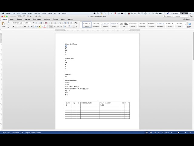 IEE 475: DES hand simulation example of single-server queue following Banks et al. (2010)