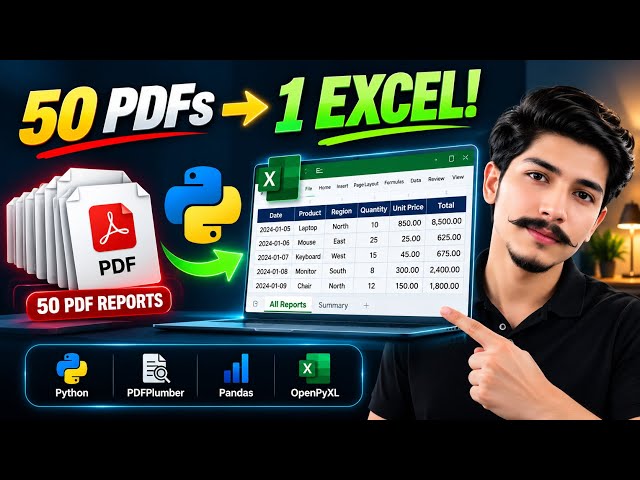 Merge 50 PDF Reports into ONE Excel File with Python! 🐍📊 | Python Automation 