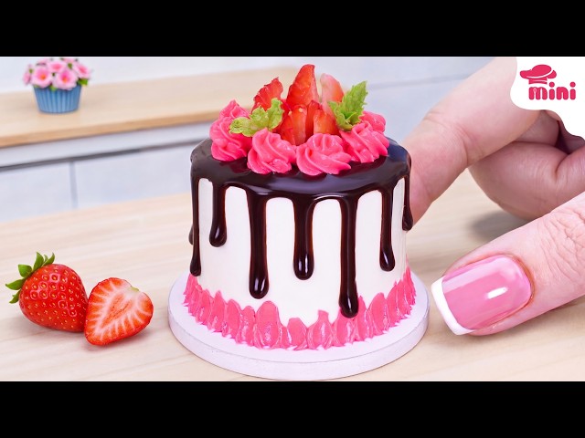 🍓 So Cute Mini Strawberry Chocolate Drip Cake Decorating Ideas | Mini Bakery