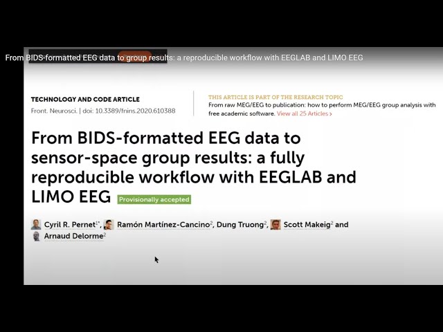 From BIDS-formatted EEG data to group results: a reproducible workflow with EEGLAB and LIMO EEG
