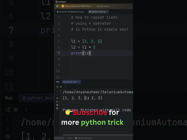 60 : Repeat Any List in Python Using * Operator in ONE Line! 😱🐍 | #Shorts #pythonbeginners #python