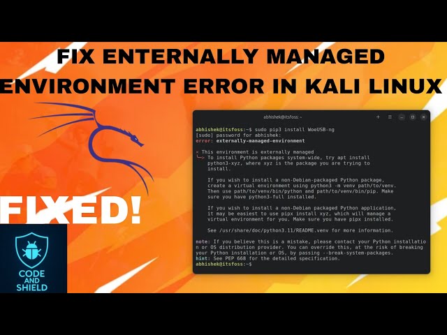 How to fix ERROR externally managed environment in kali linux #errorkali#Error#kali#linux