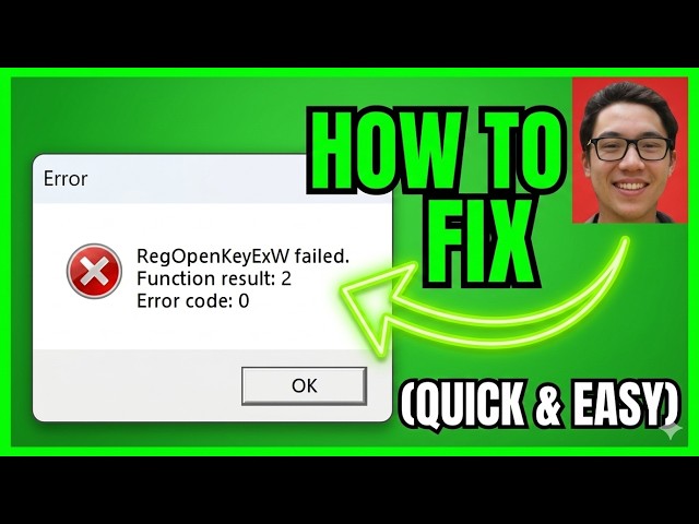 How To FIX RegOpenKeyExW Failed Function Result 2 (Error Code 0) ⚡ Quick & Easy 2026 PC Fix