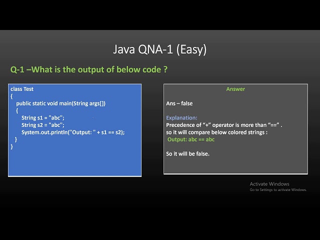 Java QNA-1 String and Operators based Java Interview Question