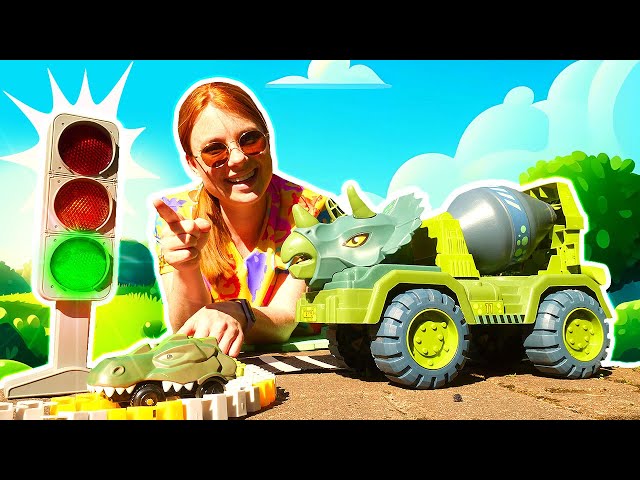 @WauWauAuto Video mit Irene und Spielzeugautos. Wir bauen eine Straße für das kleine Dino-Auto
