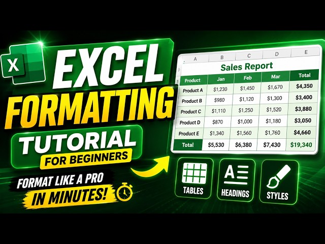 Excel Tutorial for Beginners | Master Spreadsheet Formatting Like a Pro