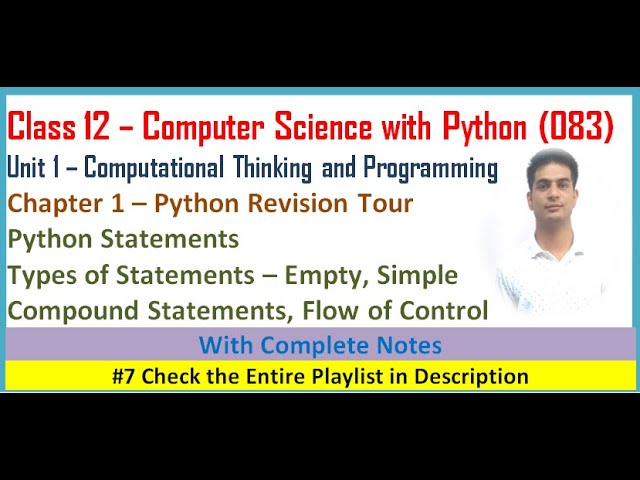 Python Revision Tour | Class 12 Computer Science with Python | Chapter 1 Computer Science #7