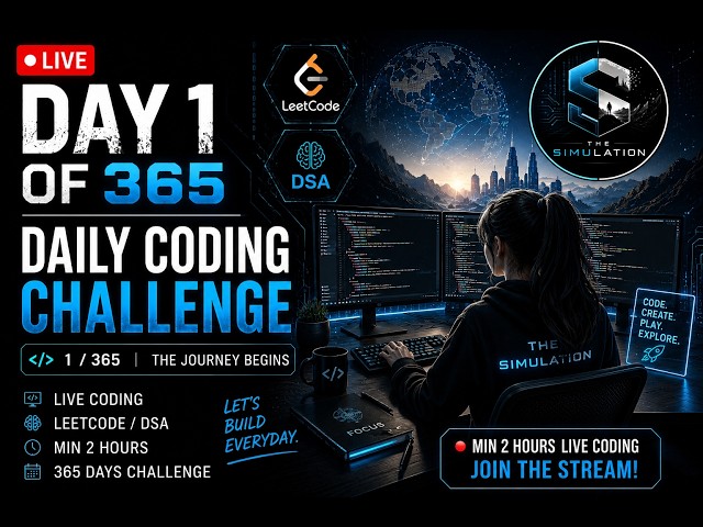 🔴 LIVE : Day 1/365 | Starting My Daily Coding Challenge | Live LeetCode + DSA (2+ Hours) in Java