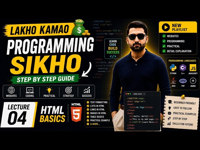 🔥 HTML Elements Explained | HTML History, Versions & Best Editors | Lecture 04