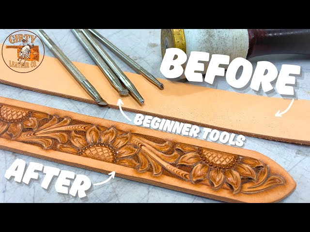 EASY Sunflower Belt Pattern (Hand Tooling Leather)