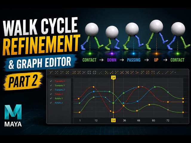 Maya Walk Cycle02 | Refinement Tutorial | Graph Editor & Polish Pass | Autodesk Maya