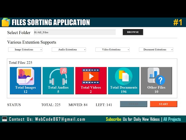 (GUI) File Sorting Application in Python | With Image Icons and Status Bar | #Part1