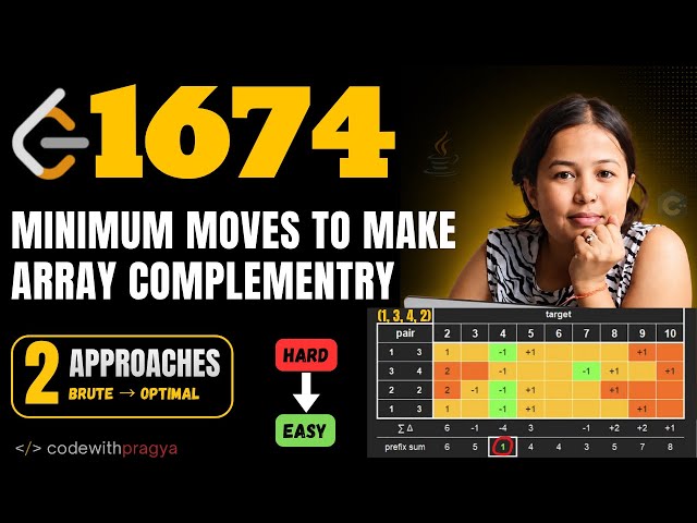 Minimum Moves to Make Array Complementary | Leetcode 1674 | Super Simplified | Diff Array Prefix Sum