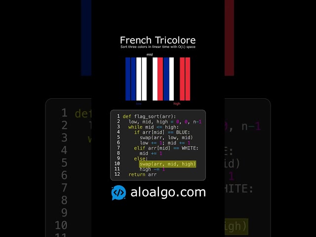 🇫🇷 Three-Color Flag Sort Explained Visually - Slow French Version