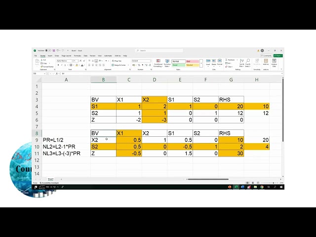 Operational research: A simplex Method with EXCEL.