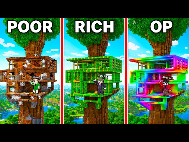 POOR vs RICH vs OP TREE HOUSE BATTLE In Minecraft!