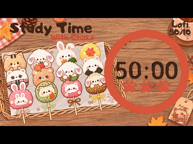 3 Hour Pomodoro Timer 50/10 ⏳ Deep Work | Aesthetic Lofi Study With Me 🐱 Sweet Dumpling🍡🍁