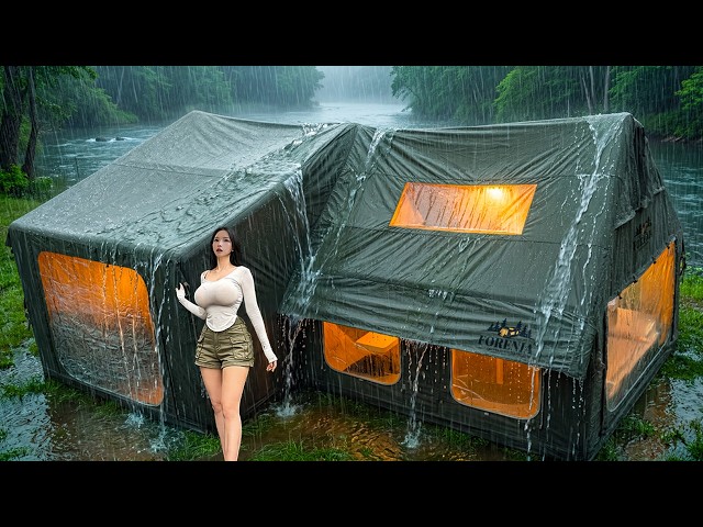 Camping in Heavy Rain☔️NonStop Pouring Rain & Thunderstorms⚡️Rain ASMR