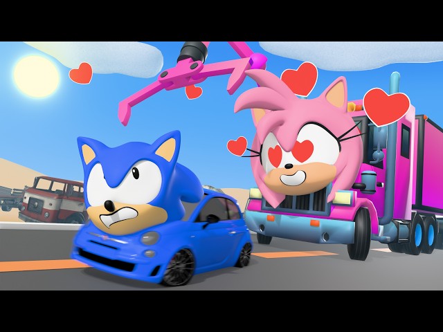 SONIC CAR vs AMY ROSE TRUCK LOVE CURSE Challenge (Sonic the Hedgehog 4 Animation)
