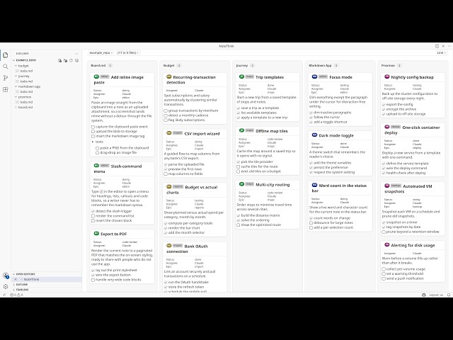 Track multiple AI agents working on multiple projects side-by-side using  VSCode and NoteThink