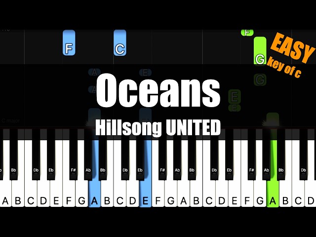 [Synthesia] Hillsong UNITED - Oceans (Key of C) - Piano Easy Tutorial