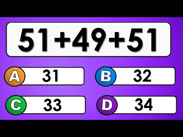 20 Simple Math Questions | Addition Quiz