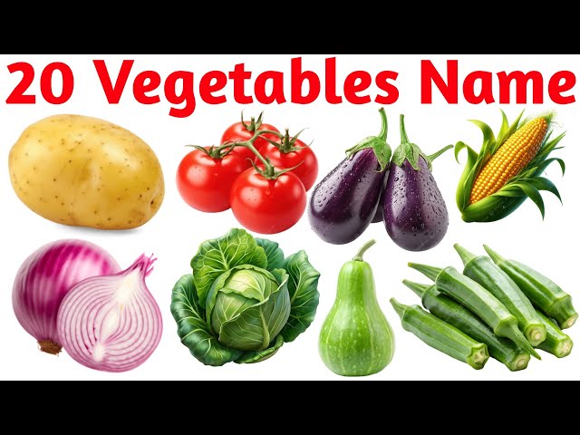 20 Vegetable Names for Kids | Learn Vegetable Names with Pictures & Sounds Video