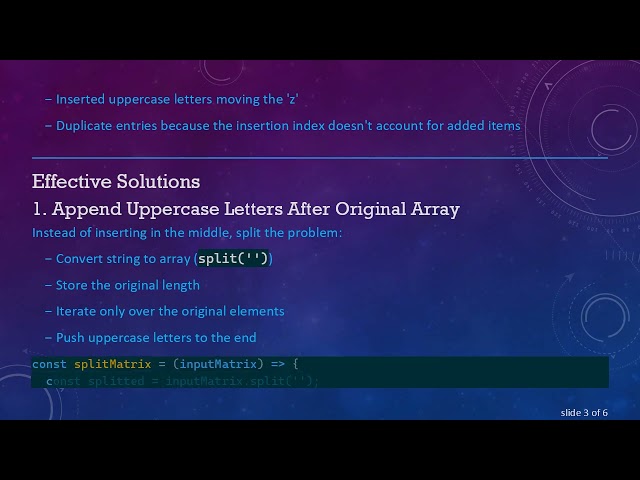 How to Correctly Insert Uppercase Letters into a JavaScript Array After a Specific Element