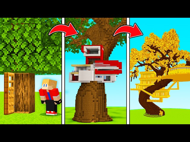 Evolui de CASA NA ÁRVORE POBRE até RICA no Minecraft!