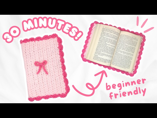 how to crochet a book cover/sleeve (any size!) 🎀 back to school easy crochet tutorial for beginners