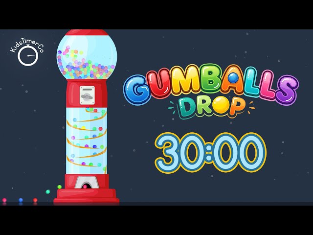 30 Min Gumball Machine Countdown! ✨🔴🍬 Fun Visual Timer for Kids