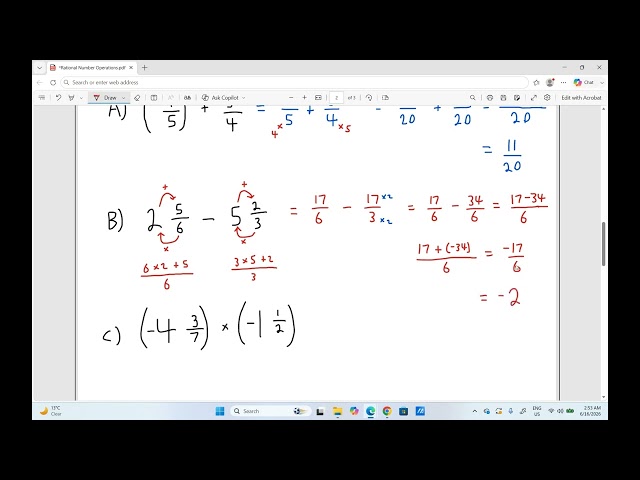 Rational Number Operations (Fractions)