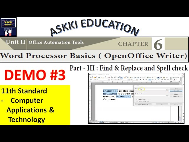 💥 Demo#3 - 11th Computer Applications & Technology Chapter 6 : OpenOffice Writer | English  Medium