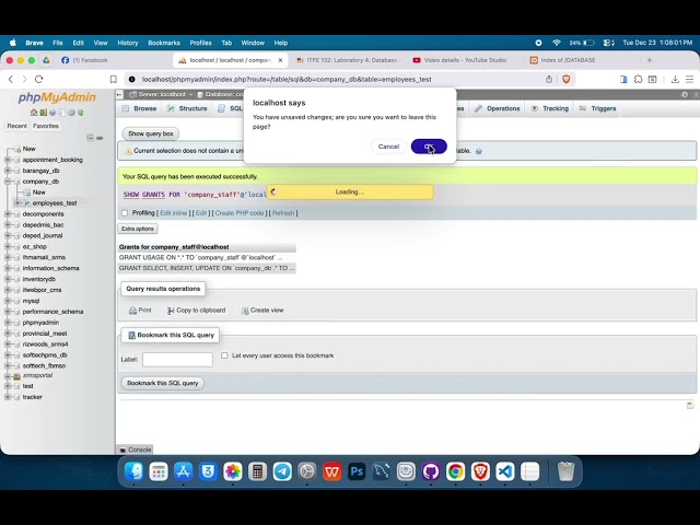 Laboratory 4: Database Administration and Security