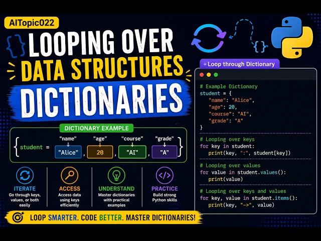 AI-Topic022 | Looping Over Data Structures - Dictionaries | Python Dictionary Iteration | AI