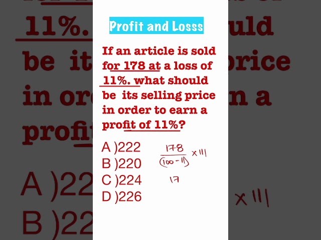 Profit and loss, simple math solution