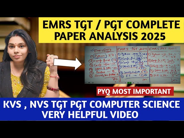 EMRS TGT / PGT COMPUTER SCIENCE COMPLETE ANALYSIS VIDEO |IMPORTANT POINTS HELPFULL FOR KVS NVS