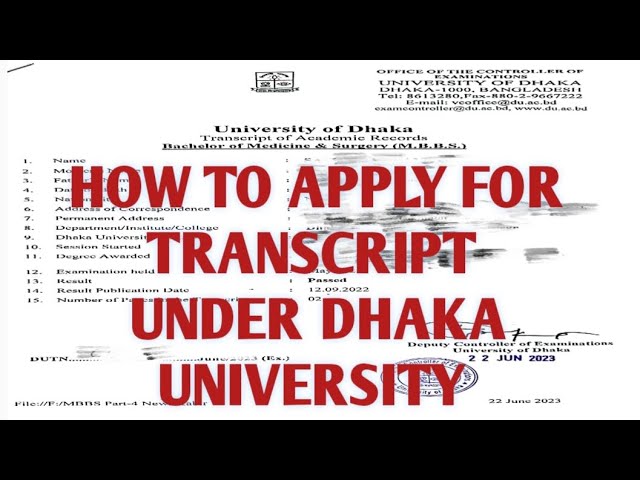 TRANSCRIPT | DHAKA UNIVERSITY | HOW TO APPLY (FULL PROCESS)