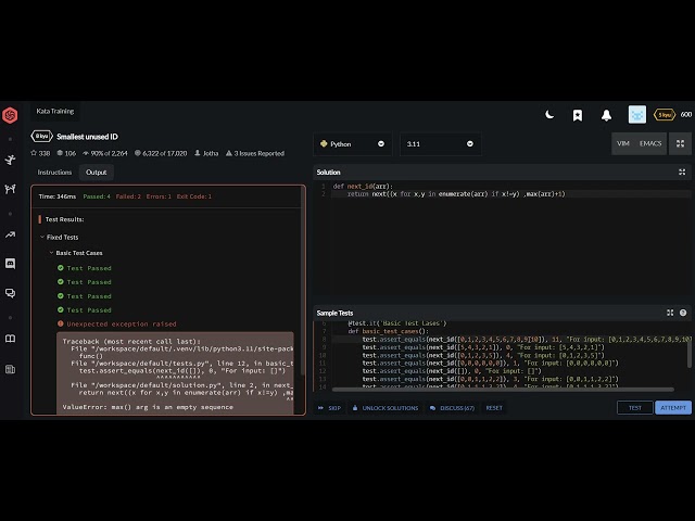 codewars python Smallest unused ID