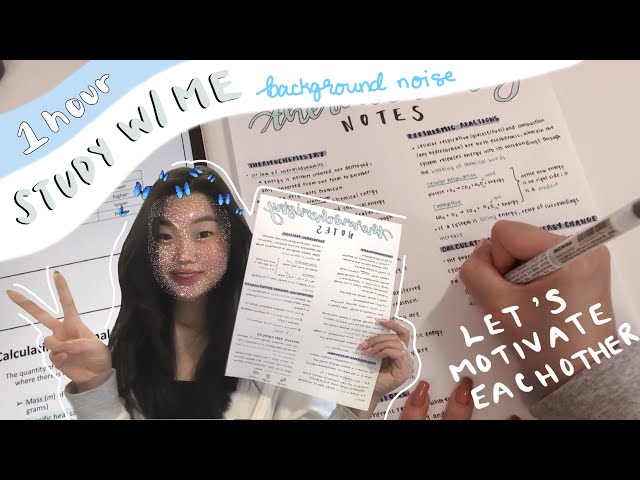STUDY WITH ME for 1 hour ~ real time, no music | writing aesthetic notes