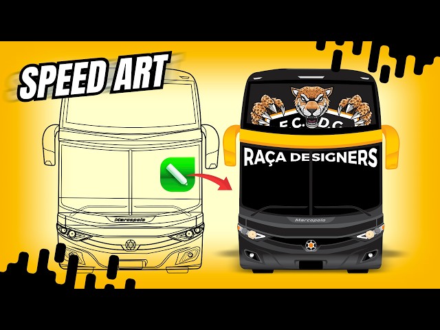SPEED ART #5 - Desenho e arte plotagem Ônibus no Corel Draw