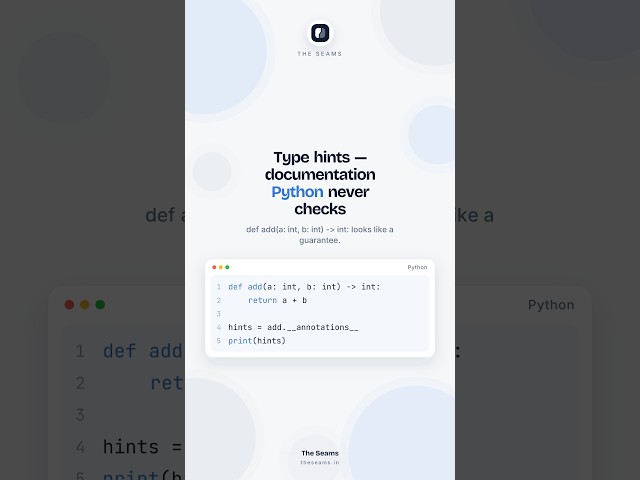 Type hints — documentation Python never checks