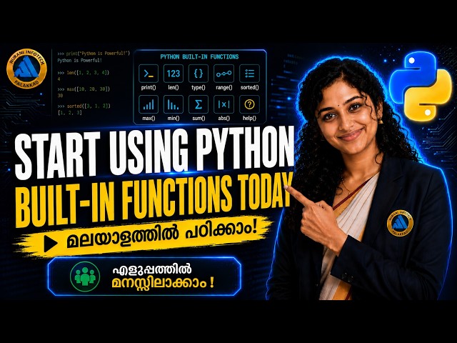 Python Programming #16: Built-In Functions | Free Malayalam Course (BTech, CBSE, BSc, MCA, MSc)