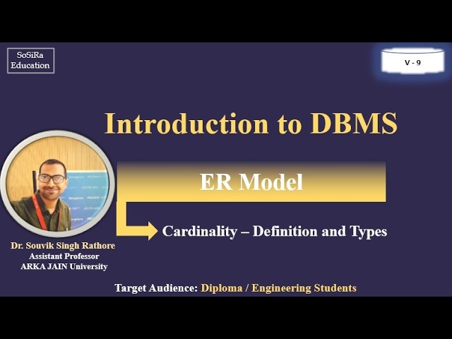 DBMS Tutorial #9 | Cardinality | Cardinality and Its Types in ER Diagram | Entity Relationship Model