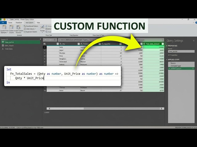 How to create and use Function in Power Query