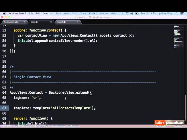 Backbone JS Hands On Contacts Manager Displaying Contacts - 28 tutsplus