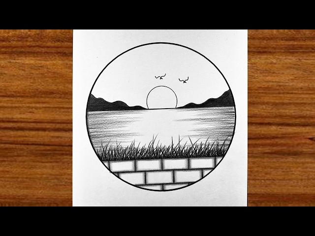 Easy Circle Scenery Drawing / Pencil Sketch Scenery Drawing / Easy Drawing For Beginners